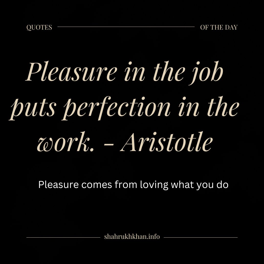 Pleasure in the job puts perfection in the work. - Aristotlehat you do